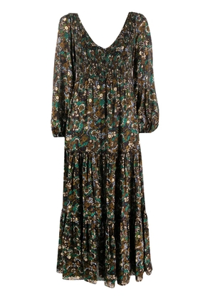 Rixo Lottie Klimt Wave-print tiered dress - Black