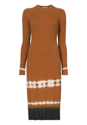 Proenza Schouler White Label ribbed-knit tie-dye midi dress - Brown