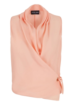 Giorgio Armani side-tie draped silk top - Pink