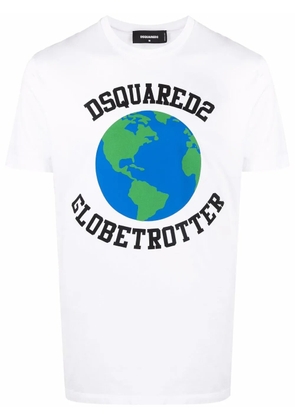 DSQUARED2 Globetrotter logo-print T-shirt - White