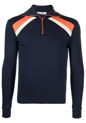 Wales Bonner short-zip stripe-detail top - Blue