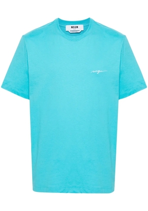 MSGM embroidered-logo cotton T-shirt - Blue