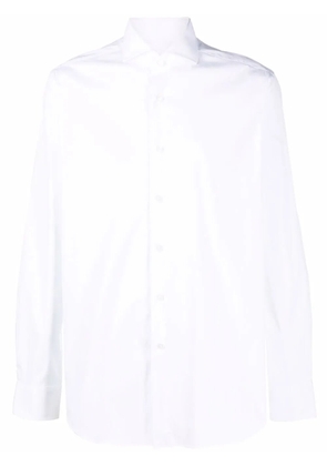 Xacus curved-hem buttoned-up shirt - White