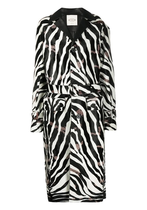 Tod's zebra print calf hair trench coat - Black