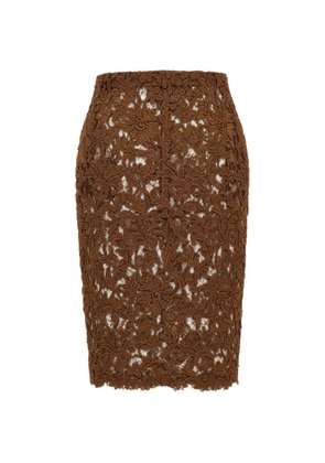 Saint Laurent pencil lace skirt - Brown