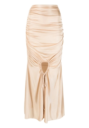 ANDREĀDAMO gathered-detail asymmetric-hem skirt - Neutrals