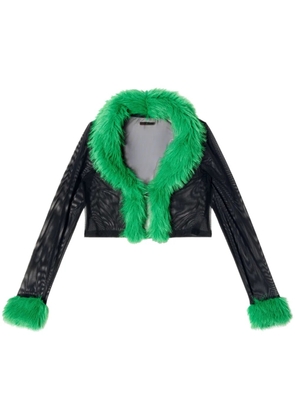 Heron Preston faux-fur mesh cardigan - Black