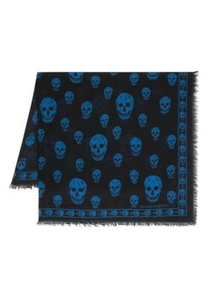 Alexander McQueen skull-print frayed scarf - Black