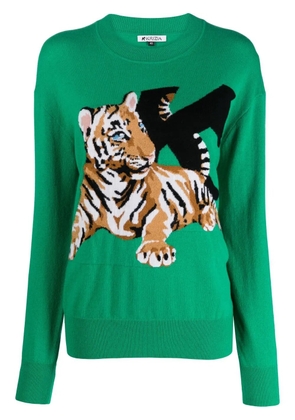Krizia intarsia-knit tiger jumper - Green
