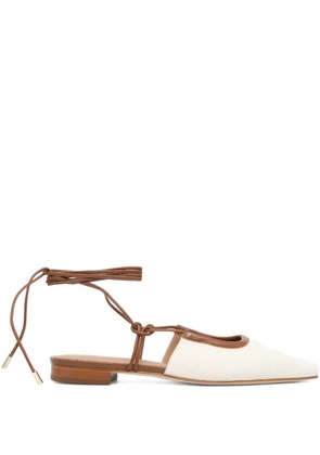 BOSS tie-fastening ballerina shoes - White