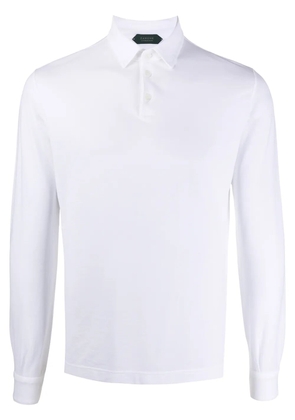 Zanone point-collar long sleeved polo shirt - White