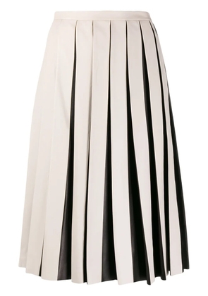 Tod's pleated leather skirt - Neutrals