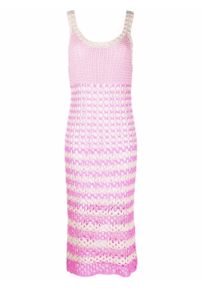RED Valentino striped crochet knit dress - Neutrals