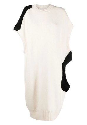 Krizia colour-block virgin wool-cashmere knitted dress - White