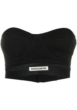 Patrizia Pepe logo-patch tailored bustier top - Black