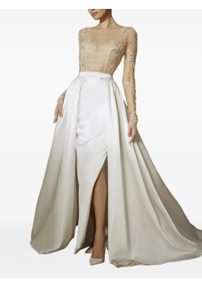 PRONOVIAS PARTY EDIT x Elisabetta Franchi Diahann bead-embellished gown dress - White