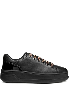 Geox leopard-laces leather sneakers - Black