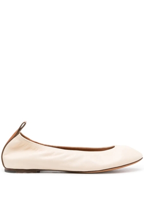 Lanvin round-toe leather ballerina shoes - Neutrals