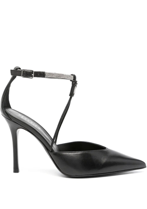 Peserico 10mm rhinestone-embellished leather pumps - Black