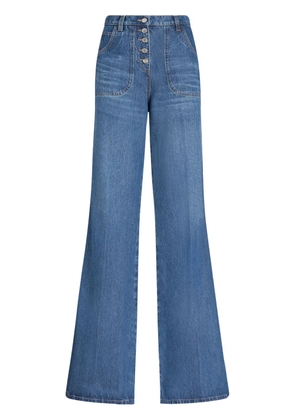 ETRO floral-embroidered flared jeans - Blue