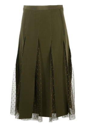 RED Valentino pleated lace midi skirt - Green
