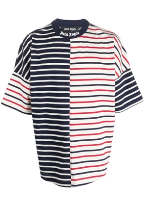 Palm Angels striped logo-print T-shirt - Blue