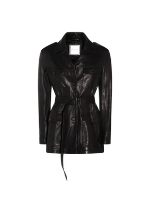 Tagliatore belted leather jacket - Brown