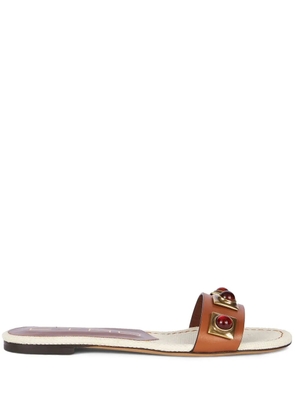 ETRO studded leather slides - Brown