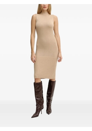 Armani Exchange ribbed high-neck midi dress - Neutrals