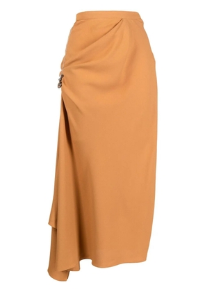 Kiko Kostadinov high-waisted ruched midi skirt - Brown