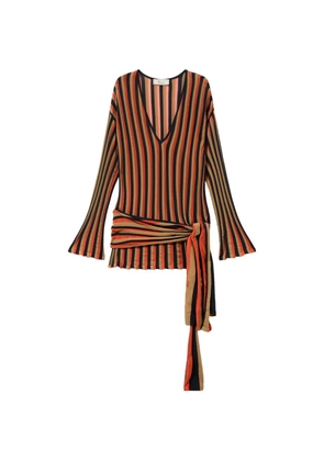 Blumarine striped V-neck mini dress - Black
