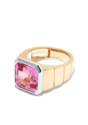 Yvonne Léon 9kt yellow and white gold Chevaliere Princesse crystal signet ring