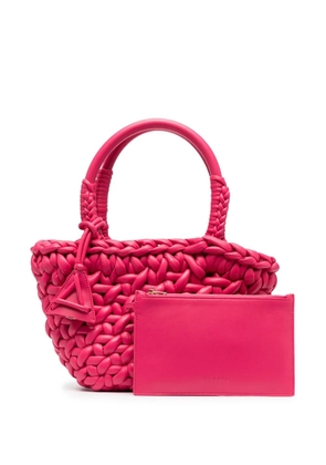 Alanui interwoven-design small leather tote bag - Pink