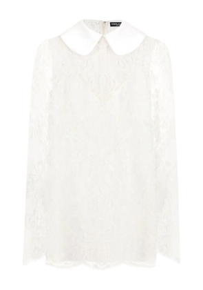 Dolce & Gabbana satin-neck lace mini dress - White