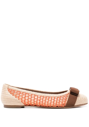 Ferragamo bow-detail interwoven ballerina shoes - Neutrals