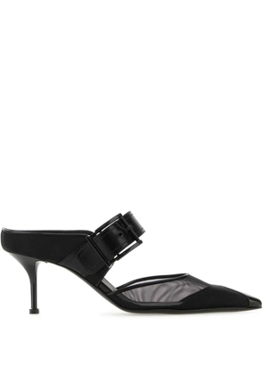 Alexander McQueen 65mm Punk buckled mesh mules - Black