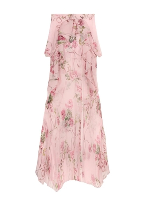 Blumarine floral-print silk long skirt - Pink