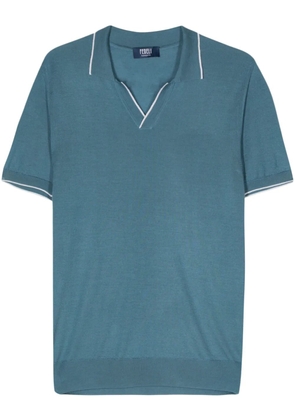 Fedeli Wave fine-knit polo shirt - Blue
