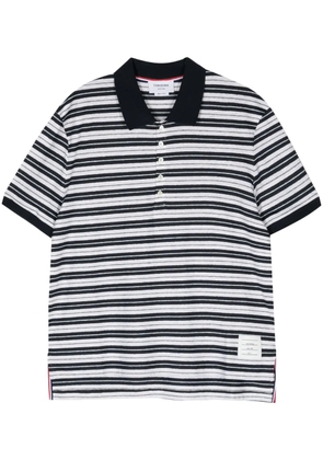 Thom Browne logo-patch striped polo shirt - Blue