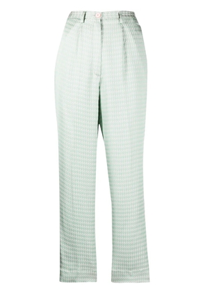 Forte Forte high-rise houndstooth-print cropped trousers - Green