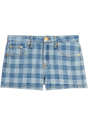 AMI Paris mini checkered denim shorts - Blue