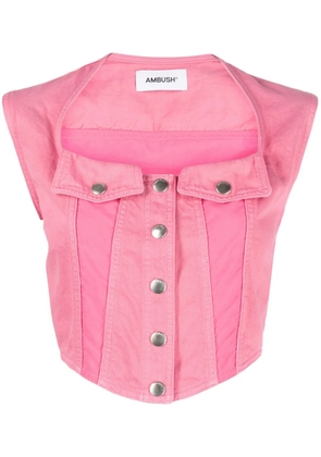 AMBUSH cropped denim top - Pink