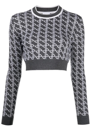 Patou jacquard merino cropped jumper - Grey