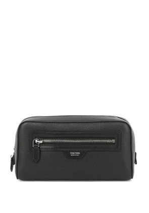 TOM FORD logo-patch leather wash bag - Black