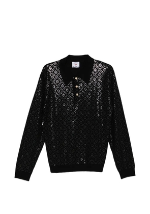 Casablanca patterned buttoned polo shirt - Black