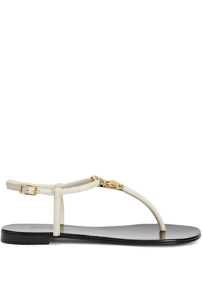 Giuseppe Zanotti Tie flat leather sandals - White