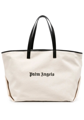 Palm Angels logo-print canvas tote bag - Black