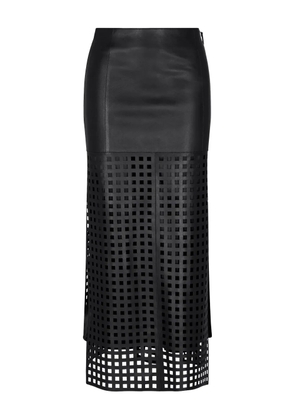 Emporio Armani leather grid-pattern skirt - Black