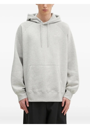 Wood Wood logo-detailed raglan-sleeve hoodie - Grey