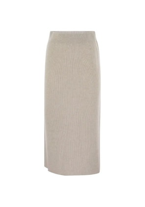 Brunello Cucinelli ribbed midi skirt - Neutrals